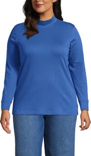 Lands' End Relaxed Cotton Long Sleeve Mock Turtleneck