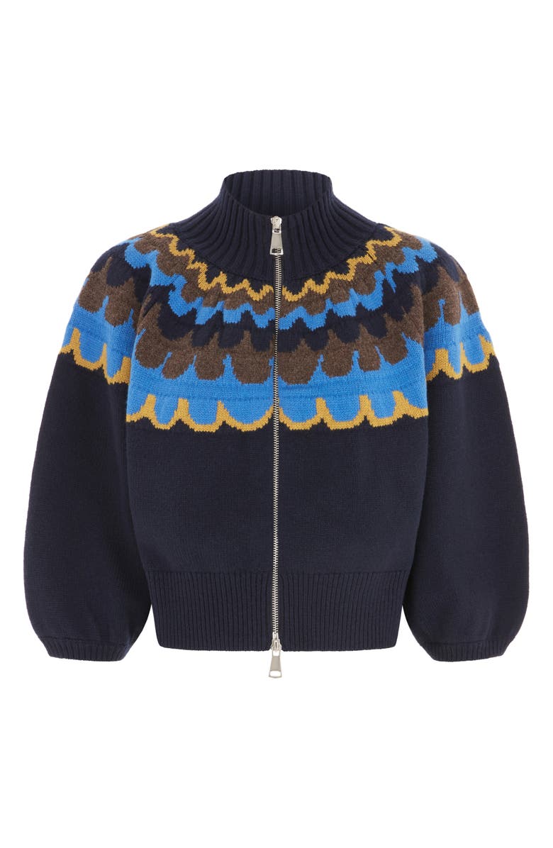 ALIGNE Nelly Fair Isle Zip Front Cardigan, Alternate, color, Blue Multi