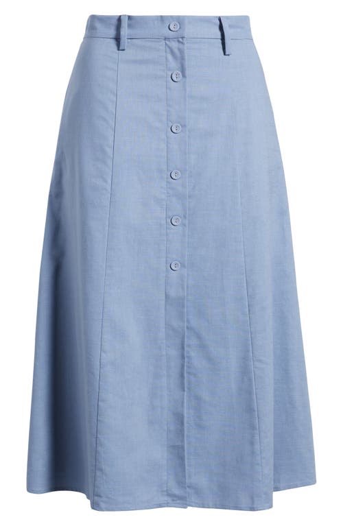 Wayf Cynthia Button-through Midi Skirt In Blue