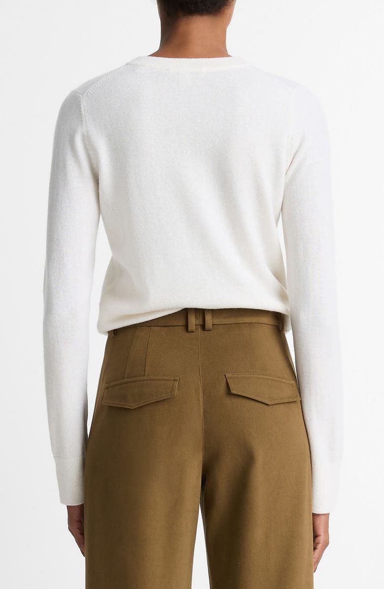 Vince Rib Crewneck Cashmere Sweater, Alternate, color, White