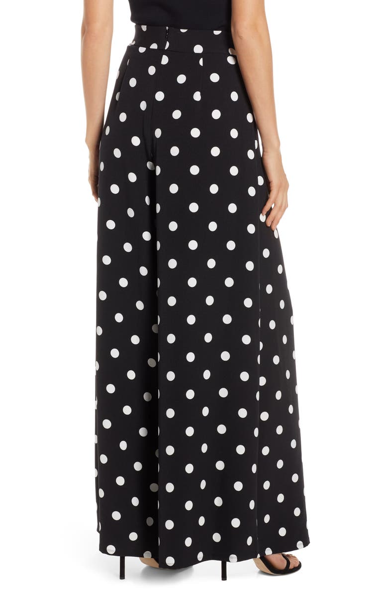 Eliza J Polka Dot Wide Leg Crepe Pants, Alternate, color, 