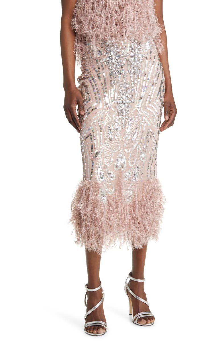 ASOS DESIGN Luxe Sequin & Crystal Party Skirt, Main, color, 