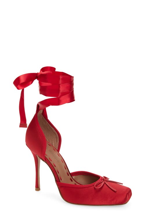 Steve Madden Larina Ankle Wrap Pump In Red