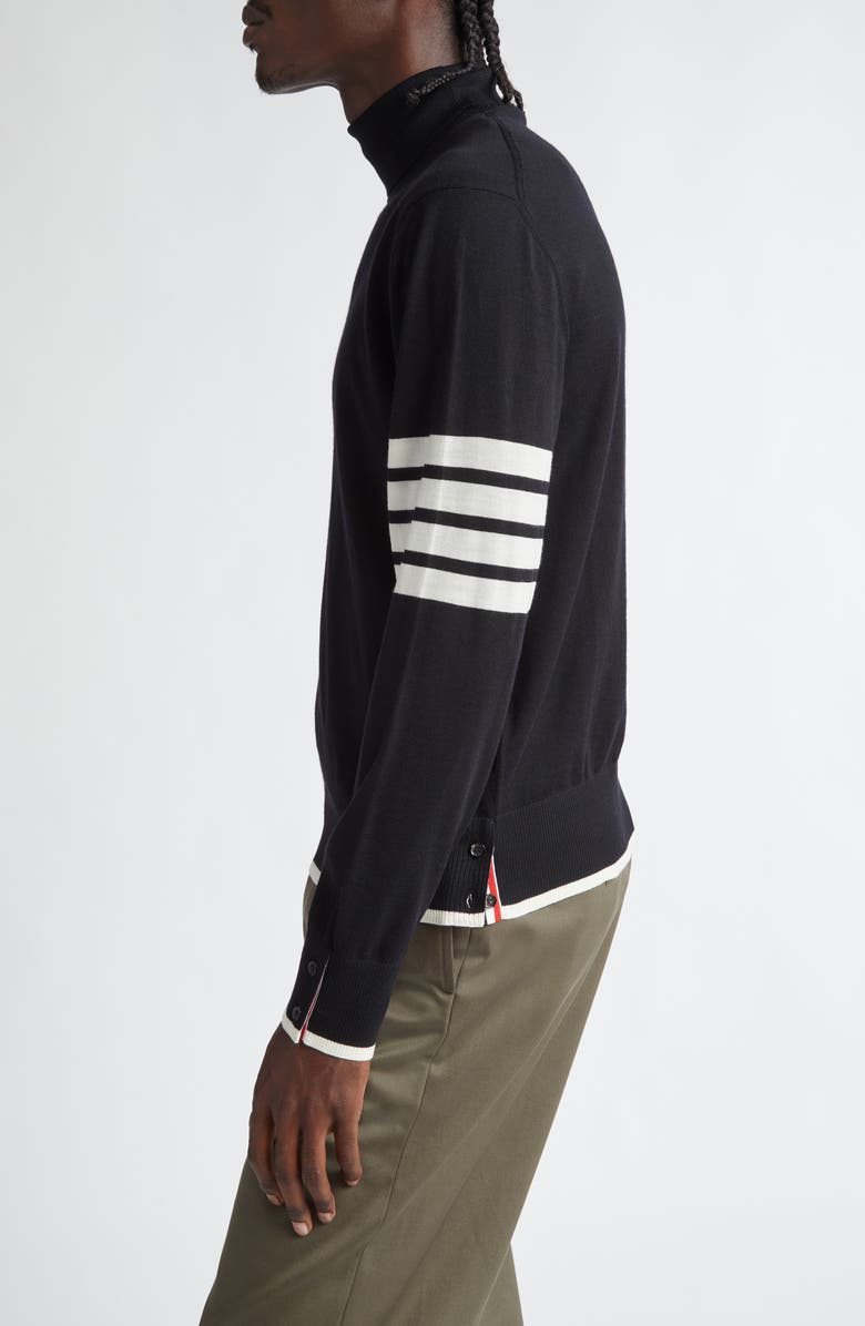 Thom Browne Virgin Wool Turtleneck Sweater, Alternate, color, Black