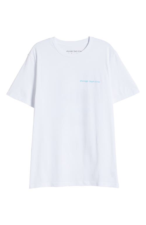 OVERNIGHT ANGEL CREW OVERNIGHT ANGEL CREW BLUE GRAFFITI SKULL ORGANIC COTTON GRAPHIC T-SHIRT 