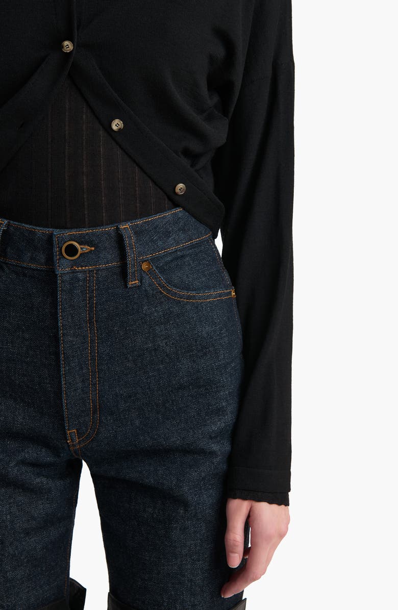 Khaite Finn Wool Blend Crop Cardigan, Alternate, color, Black