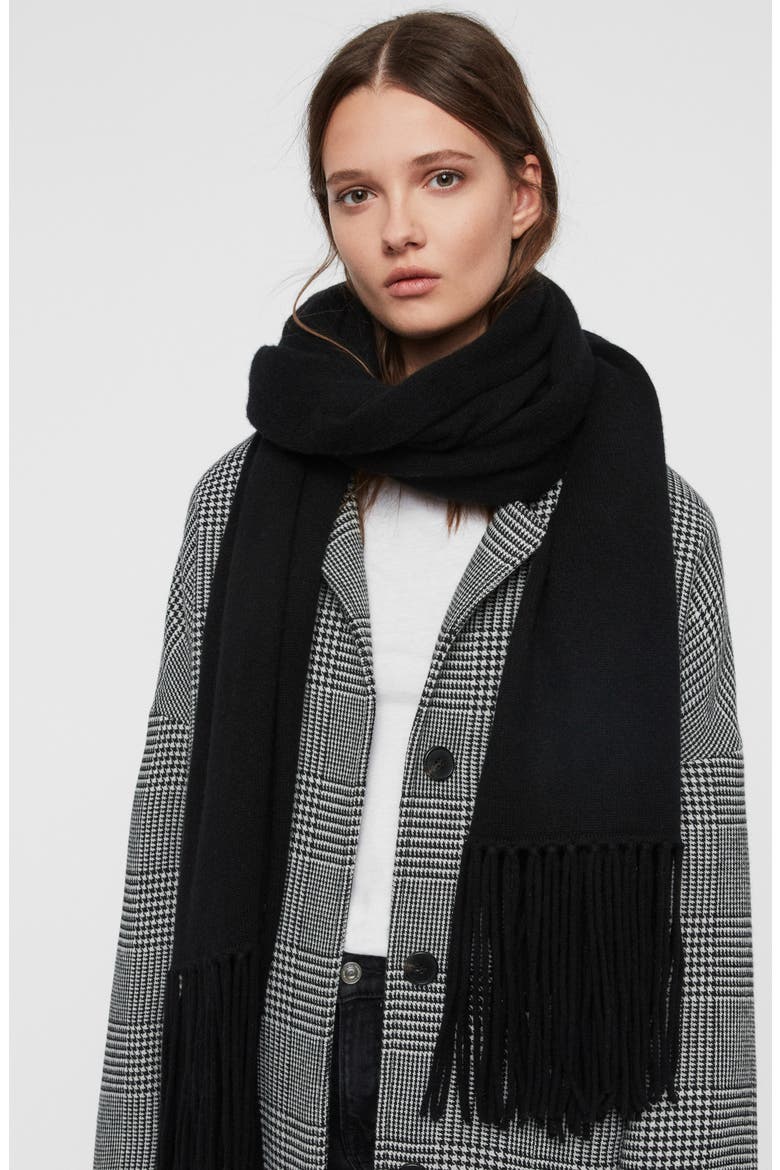 Boiled Wool Scarf, Alternate, color, BLACK