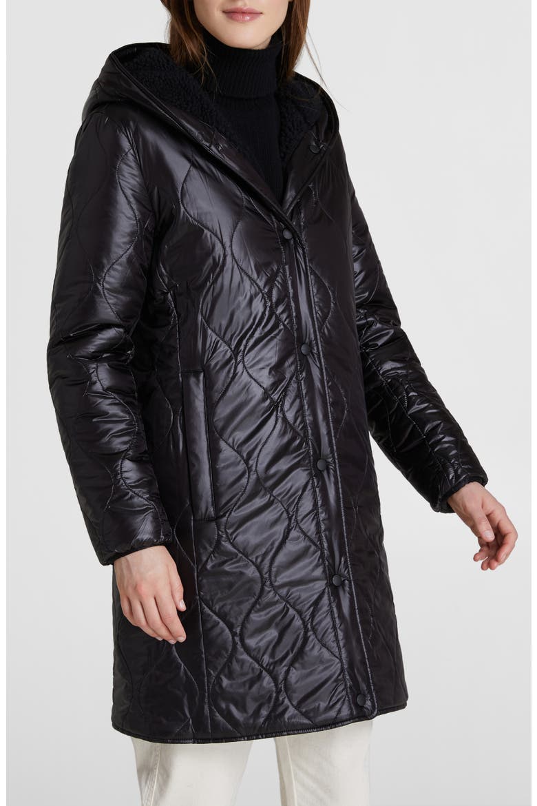 Elm Faux Shearling Water Resistant Reversible Parka, Alternate, color, BLACK