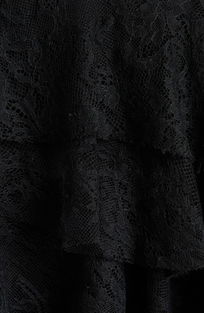 McQueen Tiered Cobweb Lace Miniskirt, Alternate, color, Black