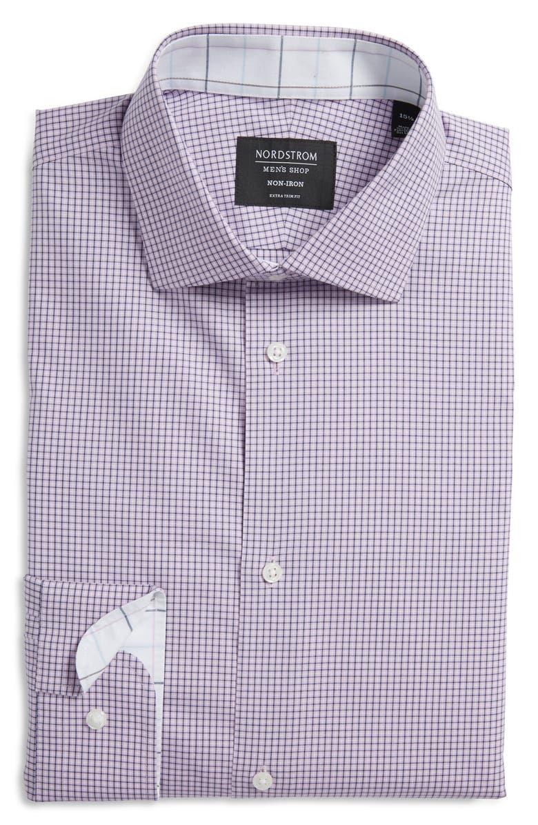 NORDSTROM MEN'S SHOP Nordstrom Extra Trim Fit Non-Iron Check Dress Shirt, Alternate, color, 