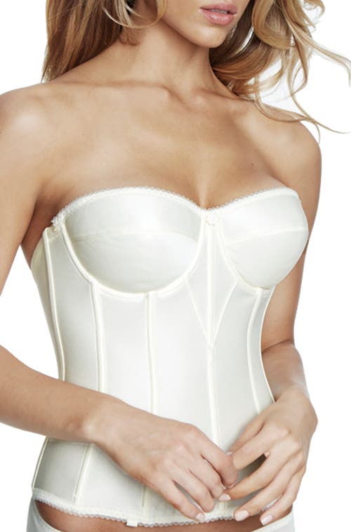 Dominique Intimates Juliette Satin Low Back Convertible Strapless Corset Longline Bra In White