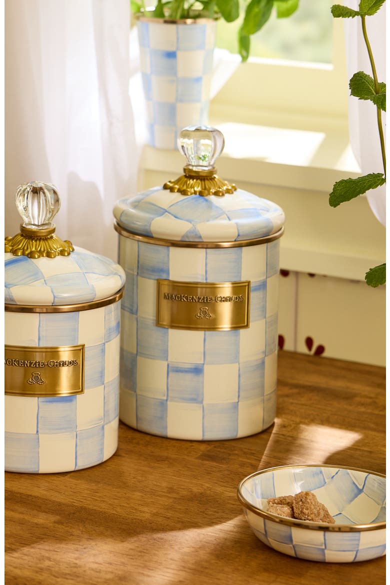 Sky Check Medium Enameled Steel Canister, Alternate, color, SKY CHECK