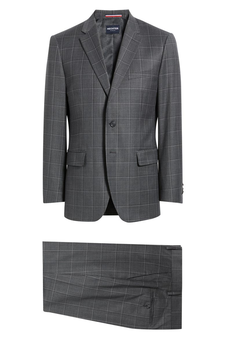 Charcoal Windowpane Check Wool Blend Suit, Alternate, color, CHARCOAL