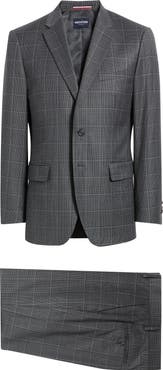 DANIEL HECHTER Charcoal Windowpane Check Wool Blend Suit