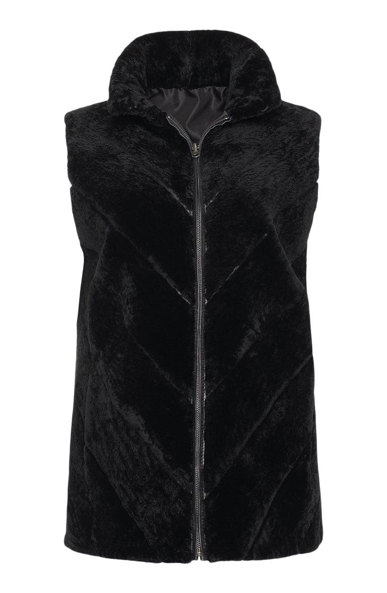 GORSKI Reversible Chevron Genuine Shearling Vest, Alternate, color, Black/Black