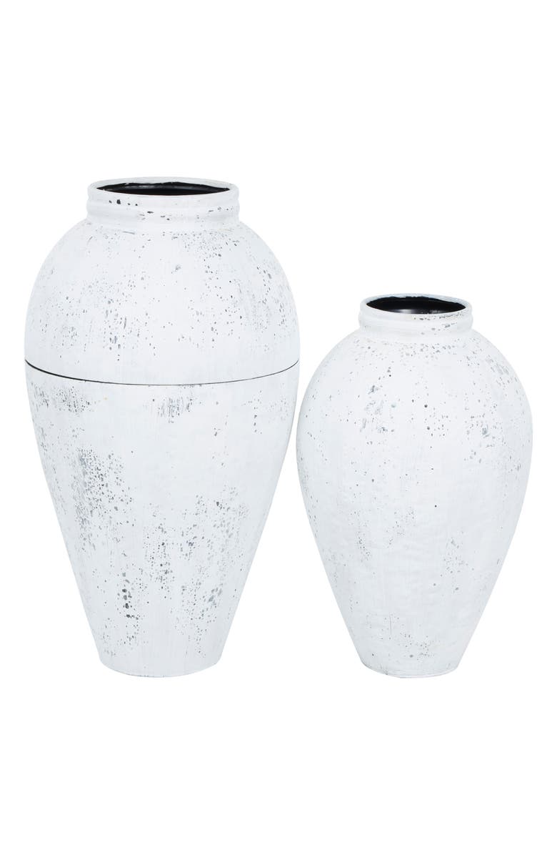 GINGER BIRCH STUDIO Set of 2 Metal Vases, Alternate, color, White