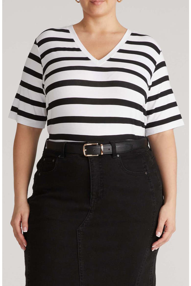 Maia Stripe T-Shirt, Main, color, BLACK/ WHITE STRIPE