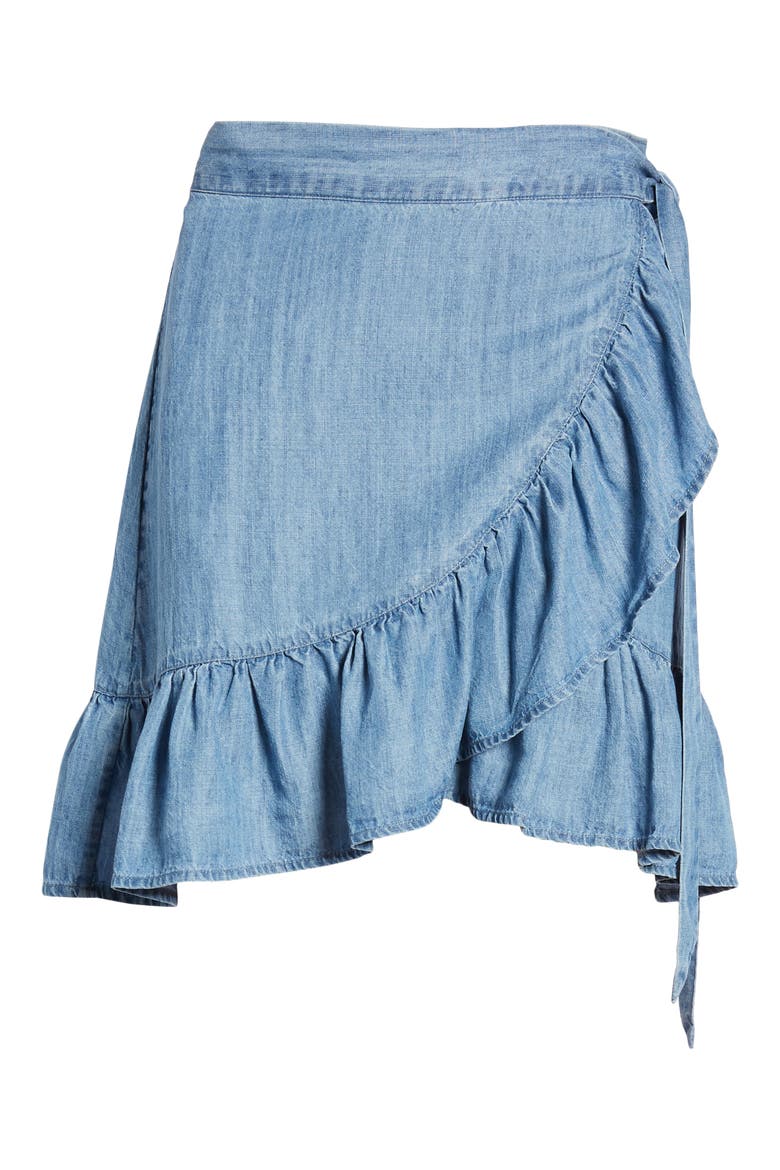 Etienne Chambray Wrap Skirt, Alternate, color, MEDIUM VINTAGE