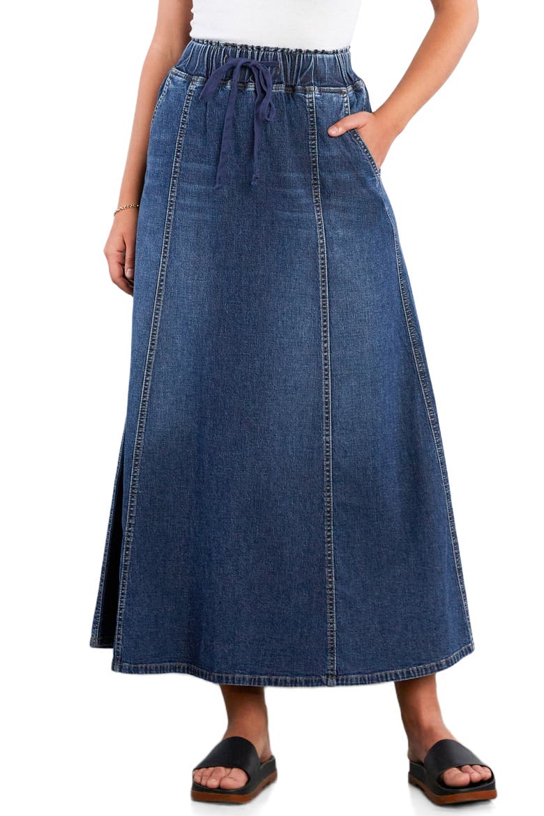 Tie Waist Denim Skirt, Main, color, SHARK BLUE