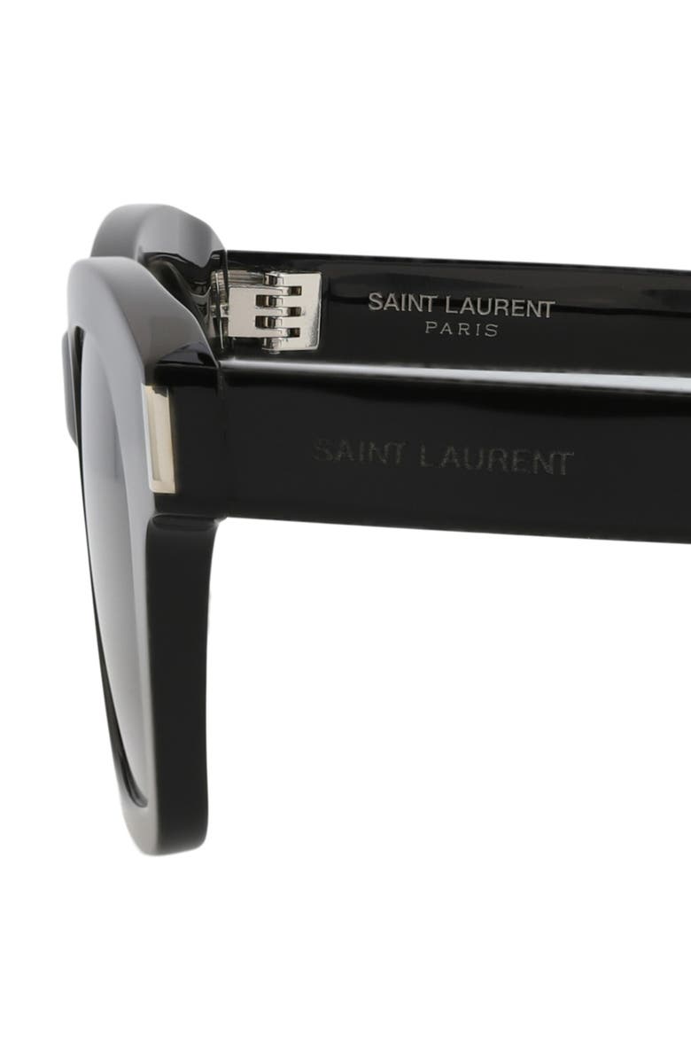 Saint Laurent 47mm Polarized Square Sunglasses, Alternate, color, Black Black Black