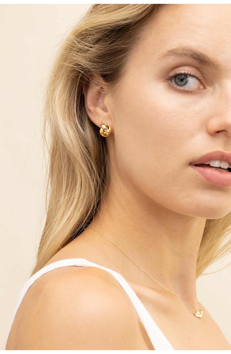 Oradina 18K Yellow Gold Knotted Love Studs, Alternate, color, Yellow Gold