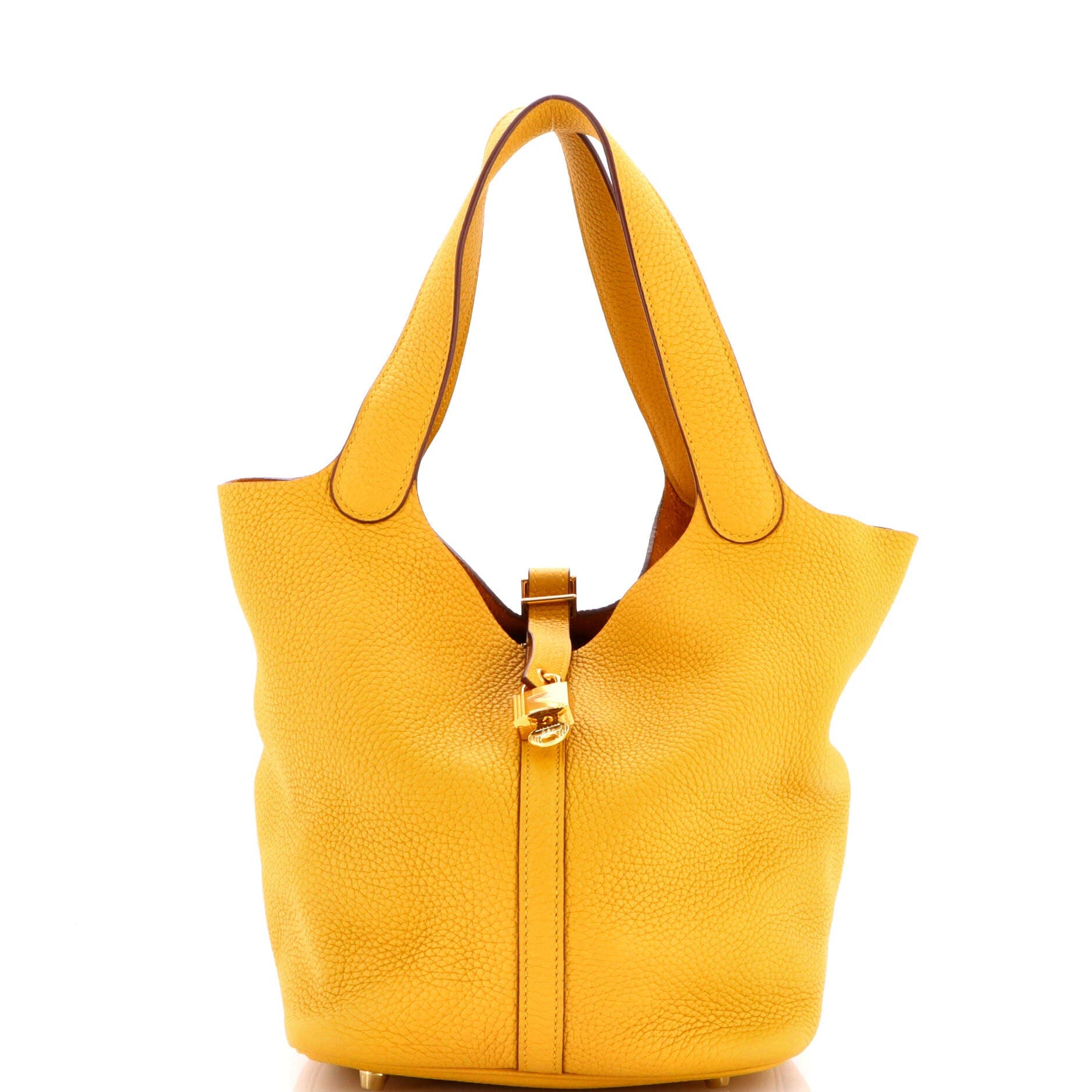 Pre-Owned Hermes Picotin Lock Bag Clemence MM, Main, color, Jaune Ambre