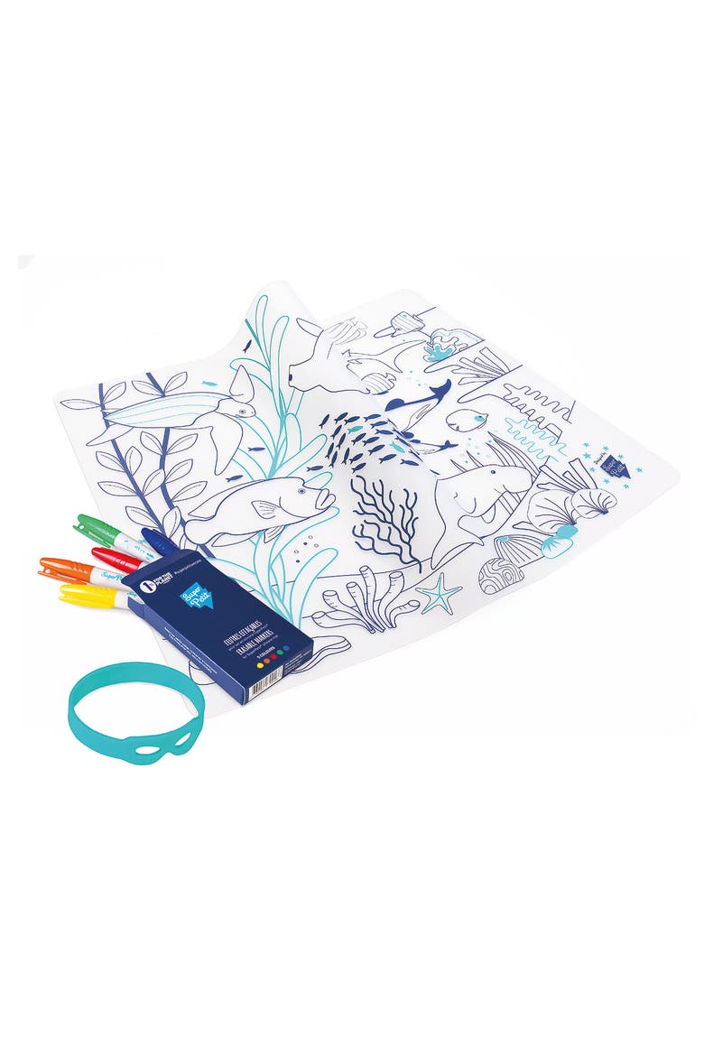 Great Barrier Reef Reusable Coloring Mat & Washable Markers, Alternate, color, MULTI