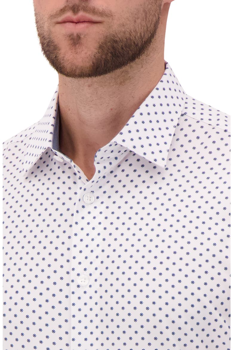 Modern Fit Geometric Print 4-Way Stretch Button-Up Shirt, Alternate, color, 01 WHITE