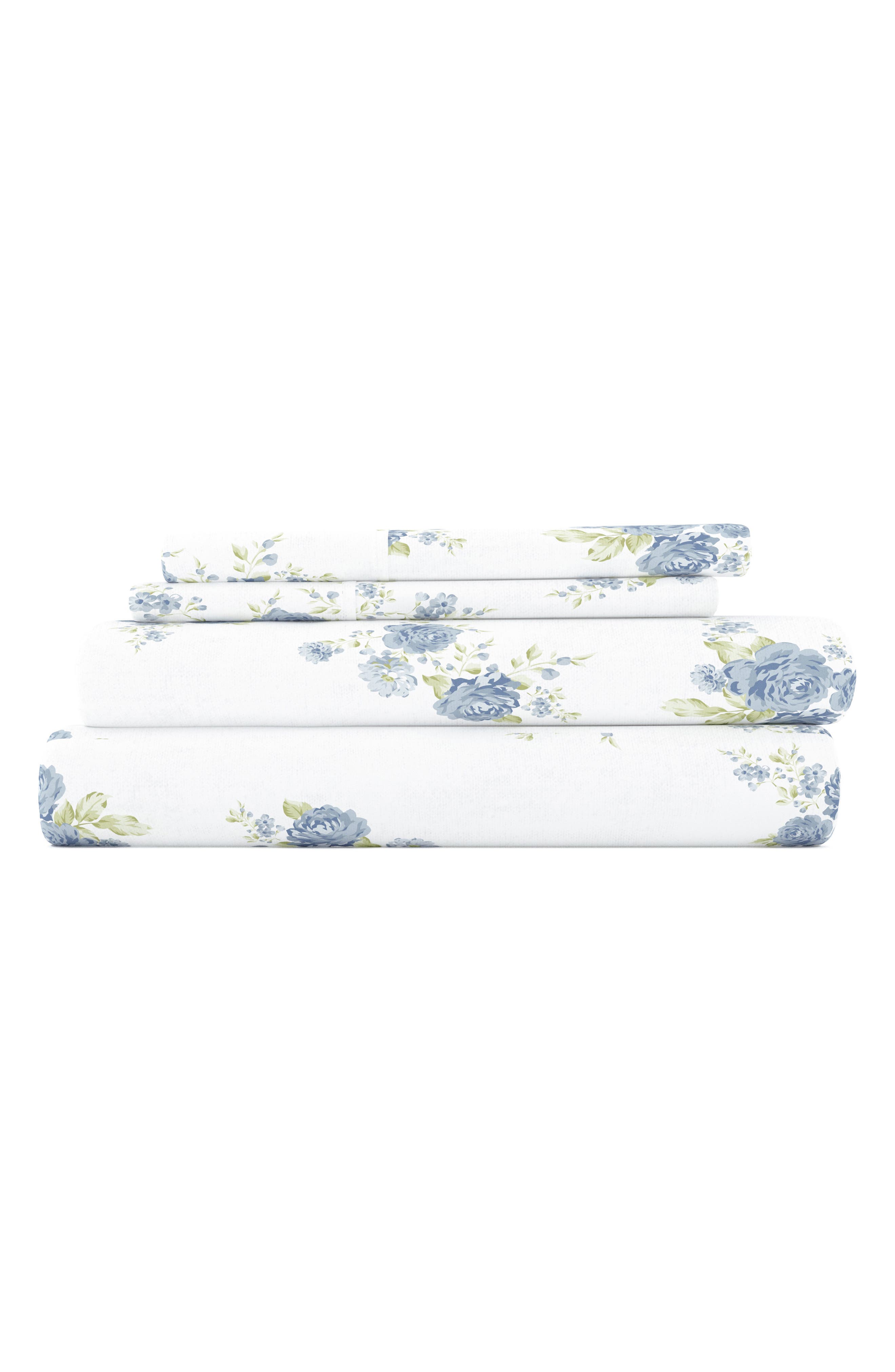 HOMESPUN Premium Rose Bunch 4-Piece Flannel Bed Sheet Set