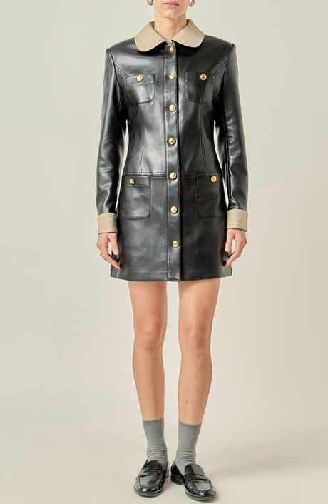 Faux Leather Long Sleeve Minidress