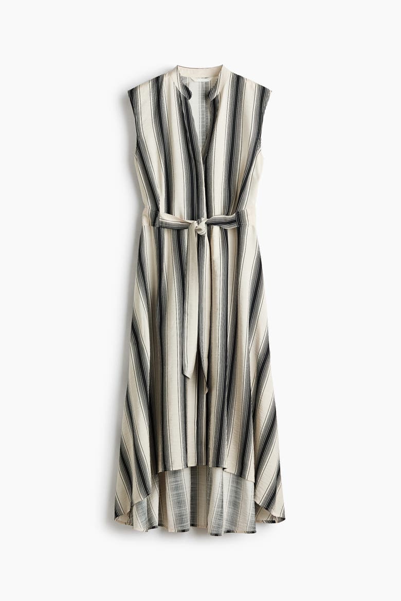 Tie-belt Shirt Dress, Alternate, color, Cream/black striped