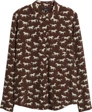 Rails Kate Horse Print Silk Button-Up Shirt