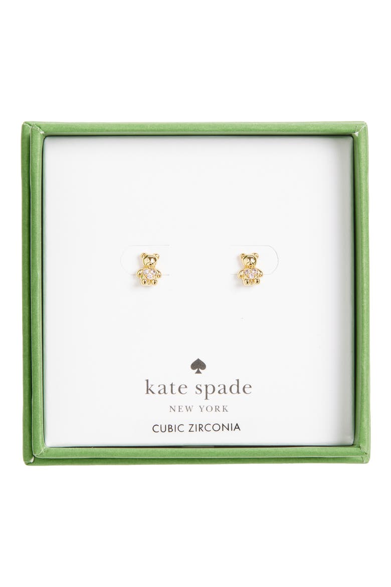 mini bear stud earrings, Main, color, PINK/ GOLD
