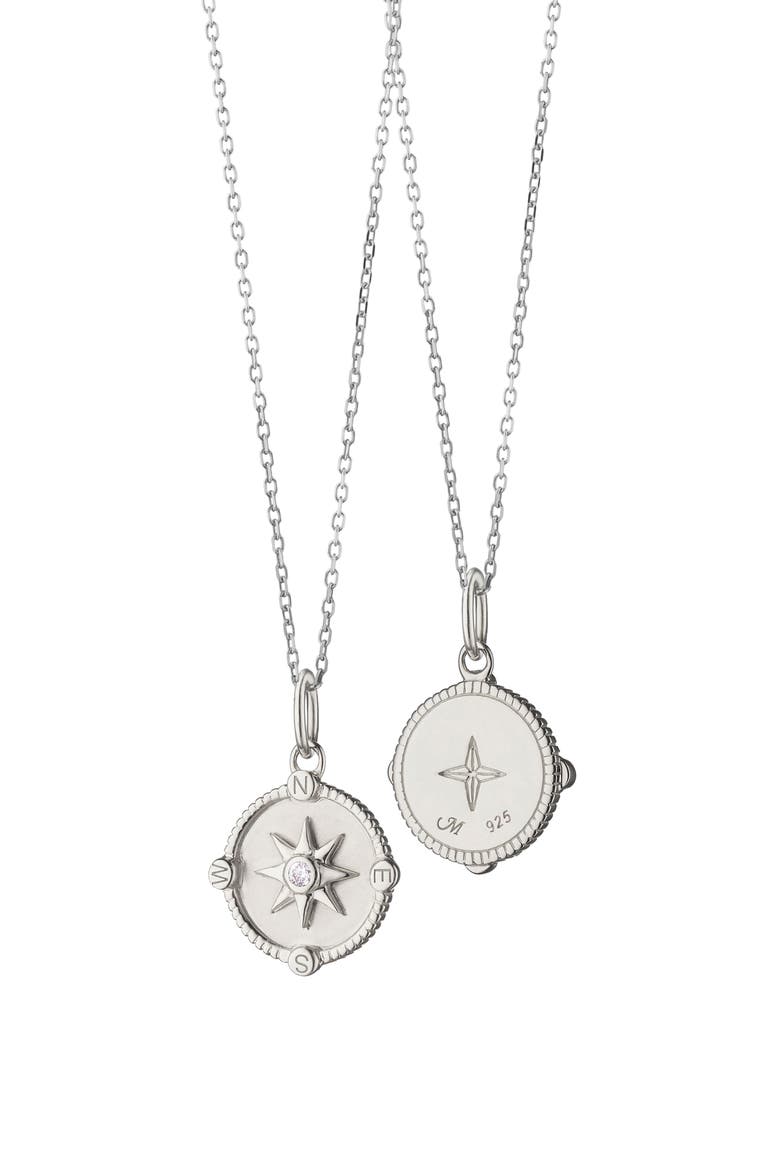 Mini Adventure Compass Necklace, Alternate, color, SILVER