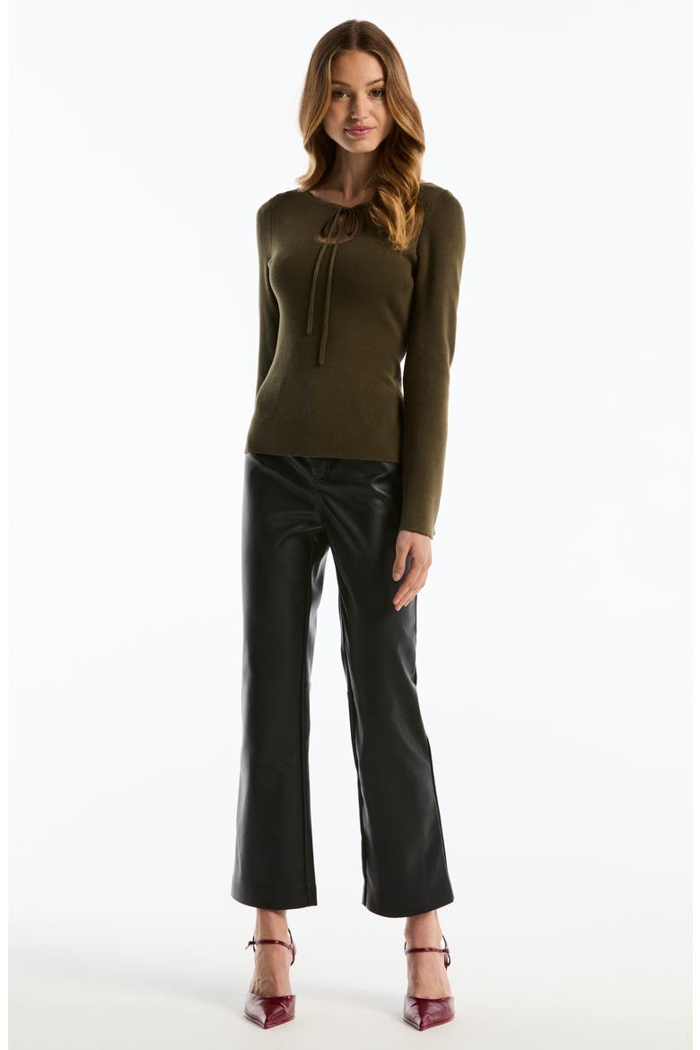 Faux Leather Cropped Bootcut Pants, Alternate, color, BLACK
