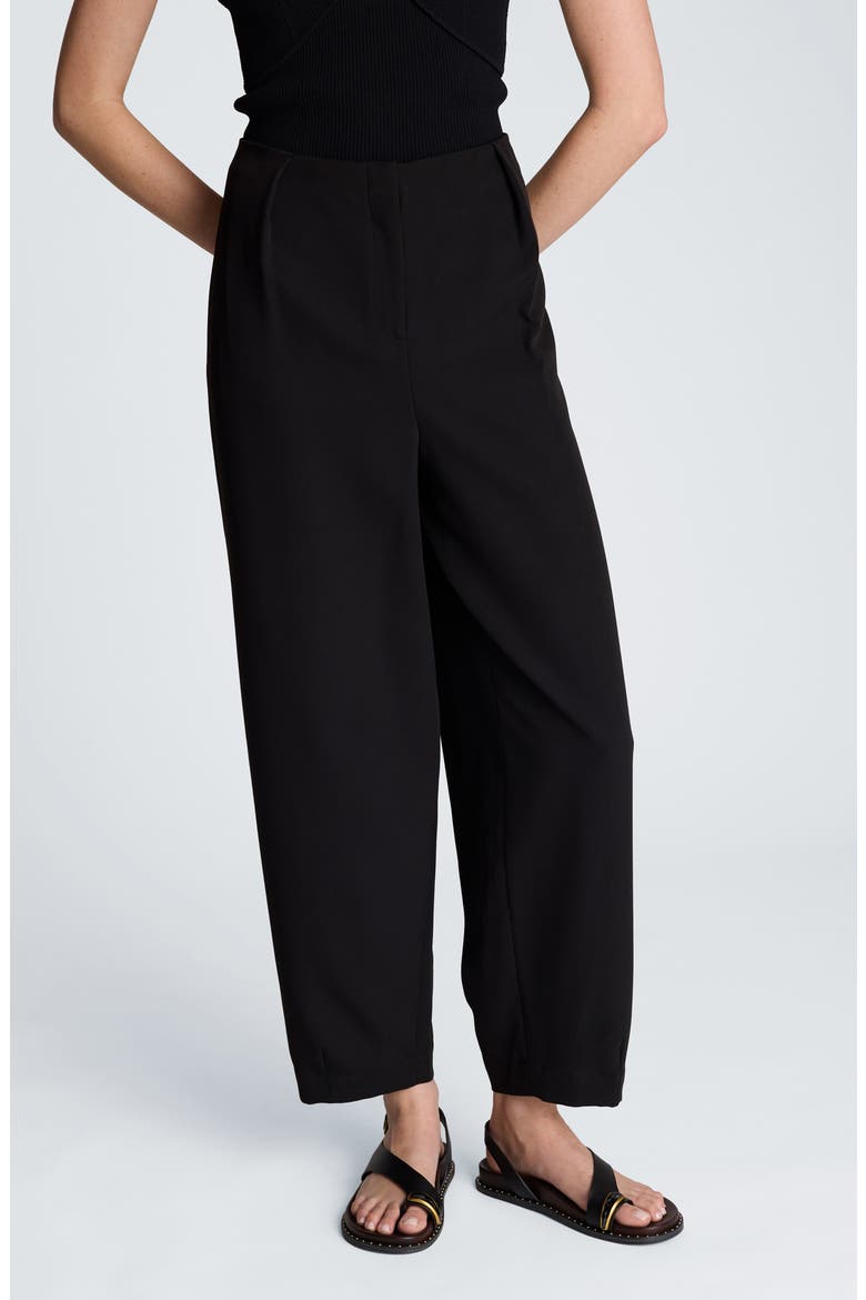 Pleat Tapered Leg Pants, Main, color, BLACK