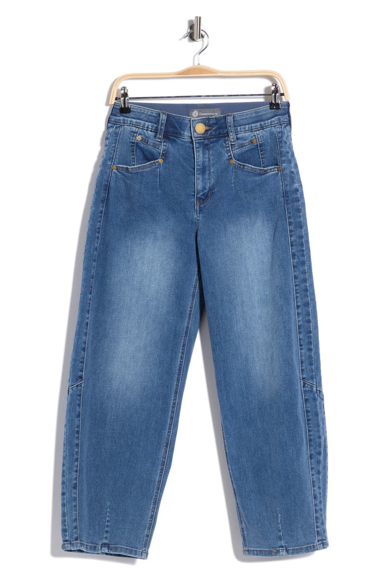 High Waist Crop Barrel Leg Jeans, Alternate, color, MID BLUE ARTISINAL