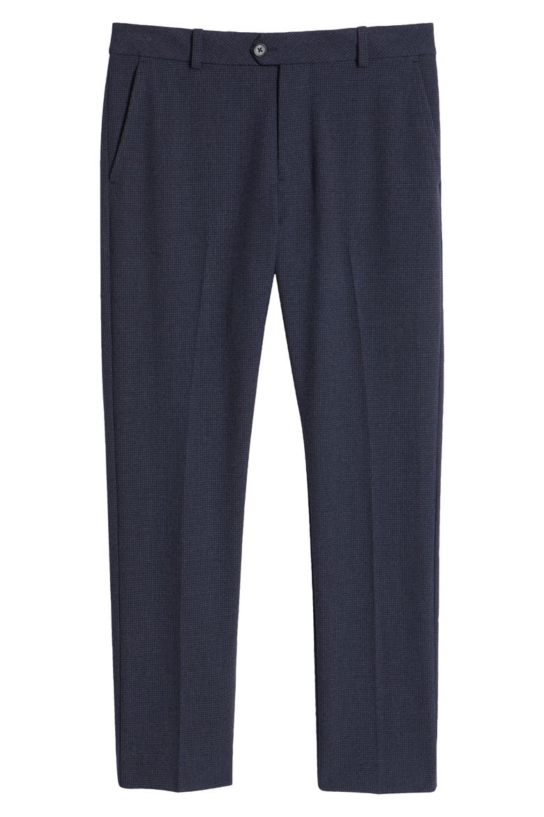 Watson Microcheck Wrinkle Resistant Stretch Flannel Dress Pants, Alternate, color, NAVY GUN CHECK