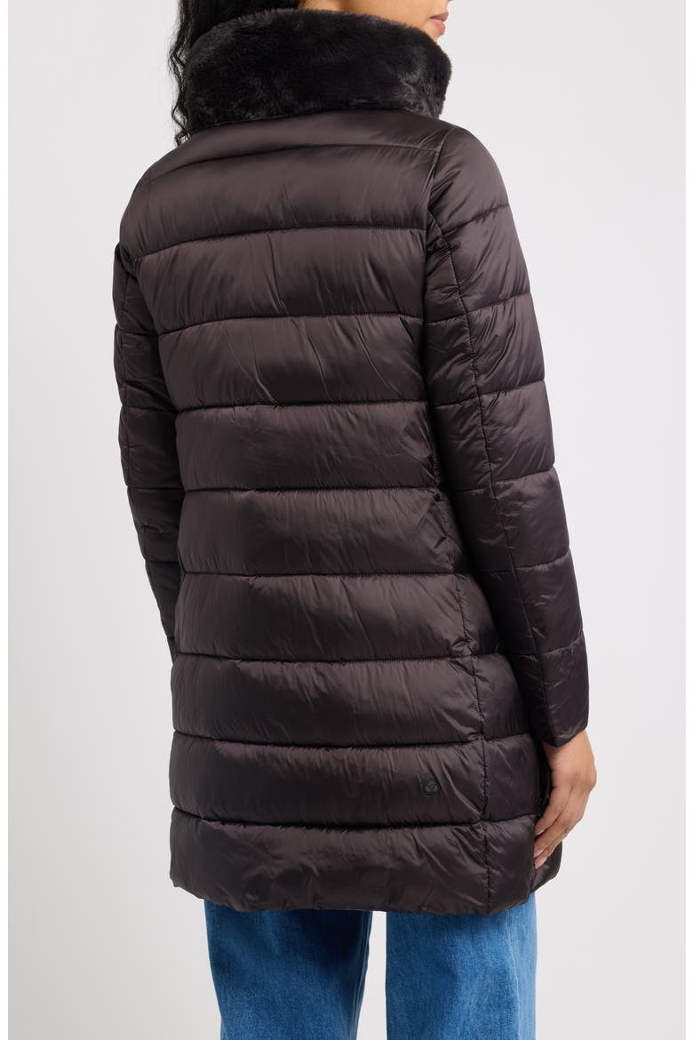 Dalea Faux Fur Collar Longline Puffer Jacket, Alternate, color, BROWN BLACK