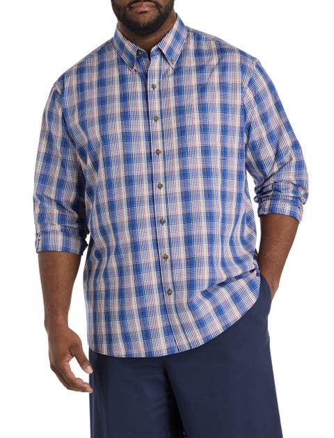 Big & Tall Easy-Care Colorful Plaid Sport Shirt