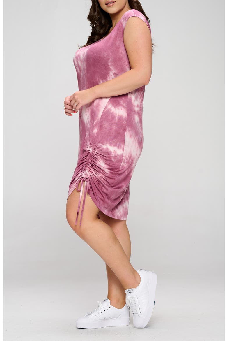 Side Ruched Tie Dye T-Shirt Dress, Alternate, color, TIE DYE