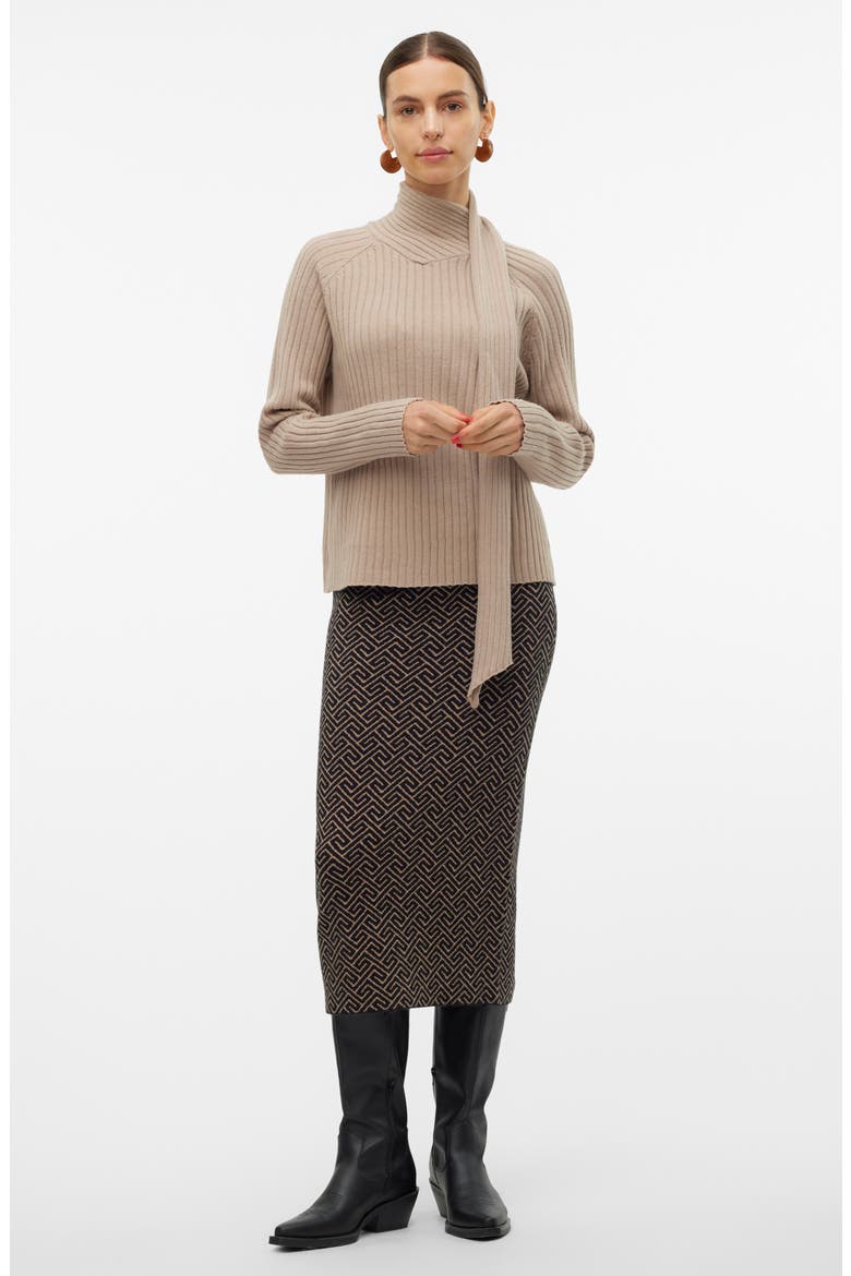 Zoey Rib Scarf Sweater, Alternate, color, SILVER MINKDETAILW MELANGE
