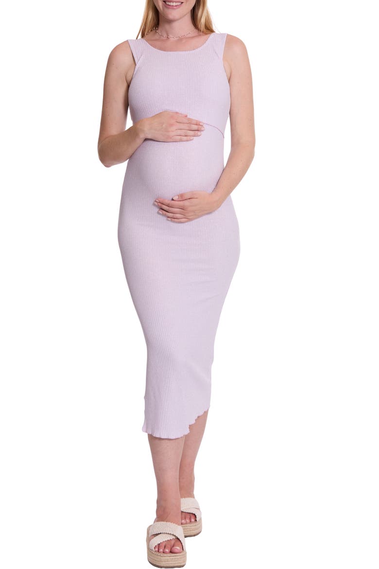 Malaga Metallic Rib Maternity/Nursing Dress, Main, color, LILAC