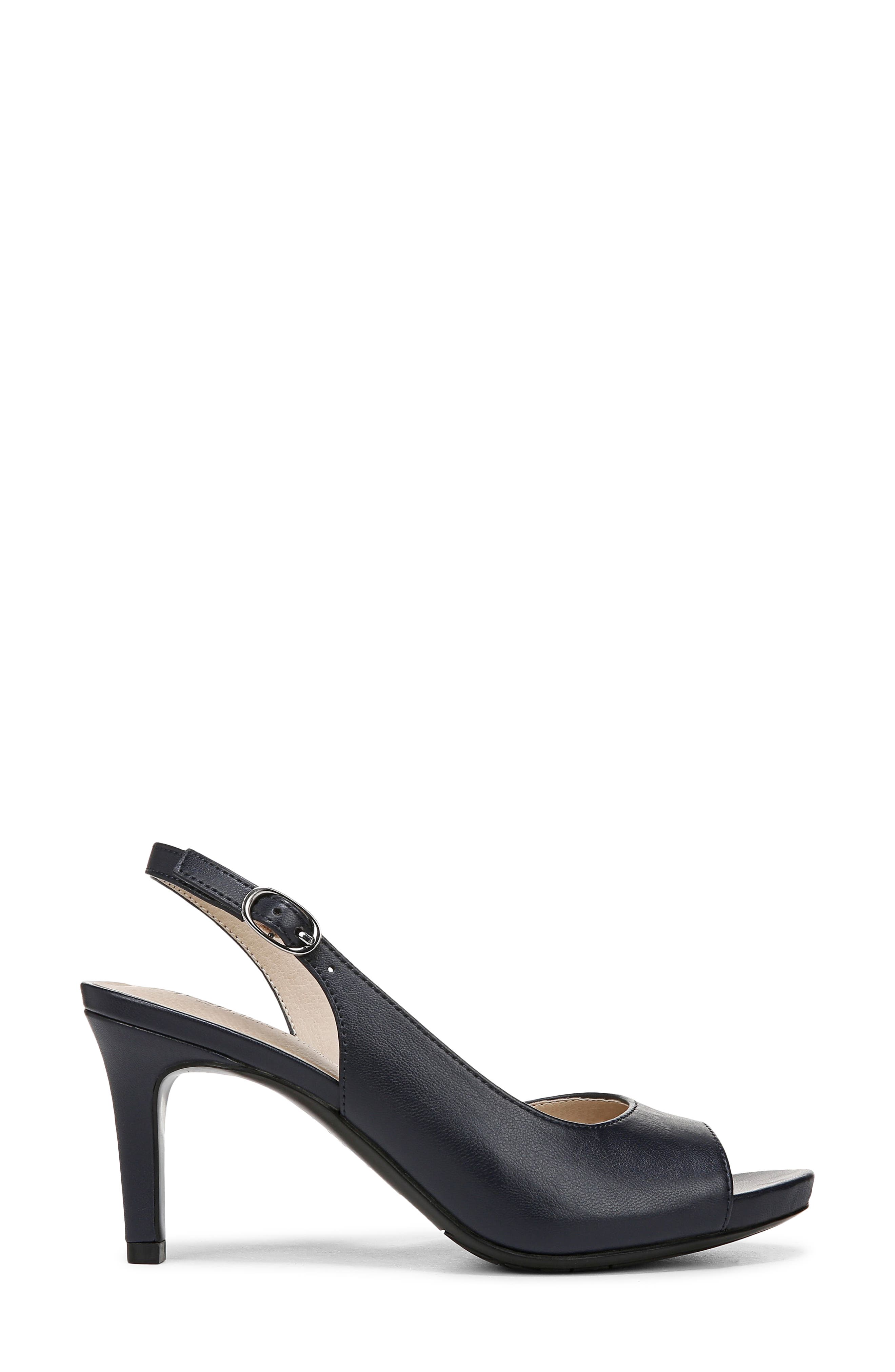 Teller Slingback Peep Toe Pump - Wide Width Available, Alternate, color, NAVY