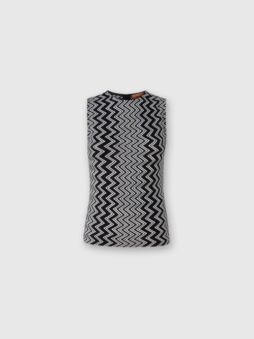 Missoni Black/white Zip Zack Print Top In Black & White