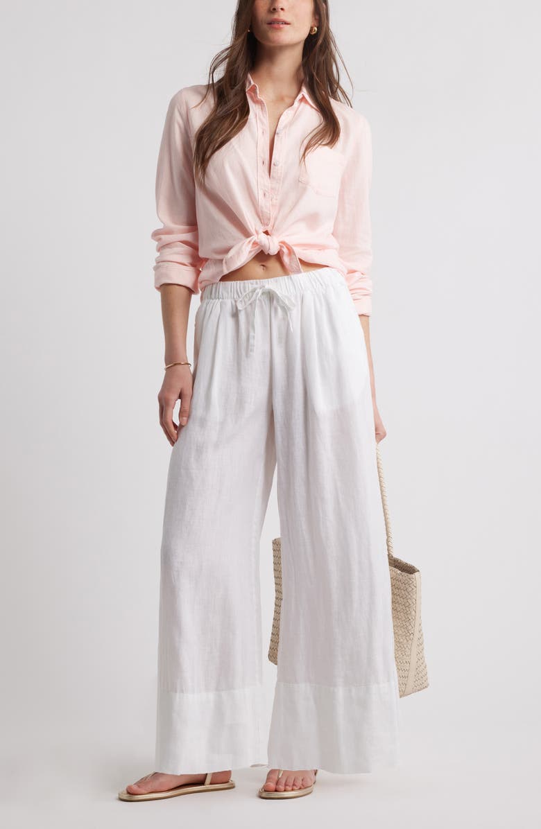 Caslon<sup>®</sup> Linen Blend Button-Up Shirt, Alternate, color, Pink Balm