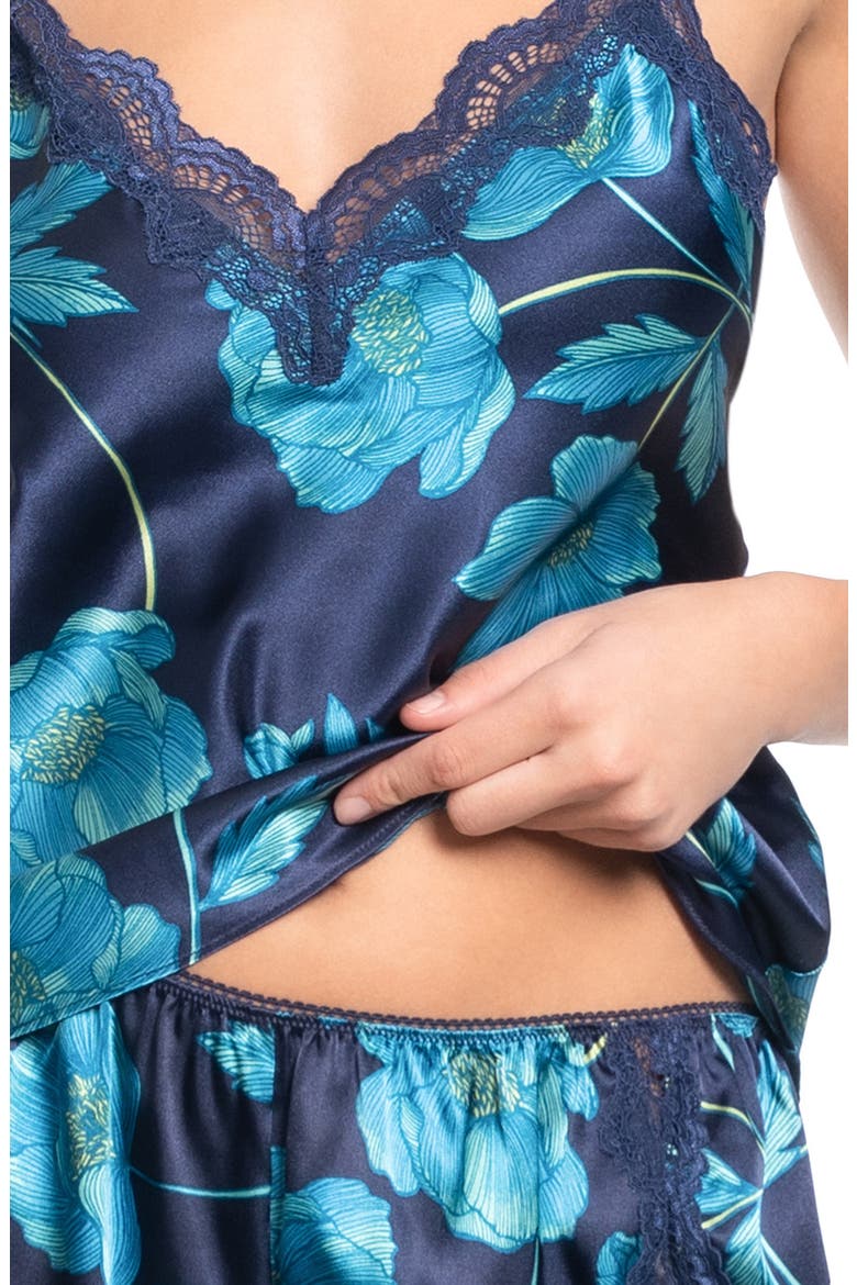 Loretta Print Satin Pajamas, Alternate, color, NAVY