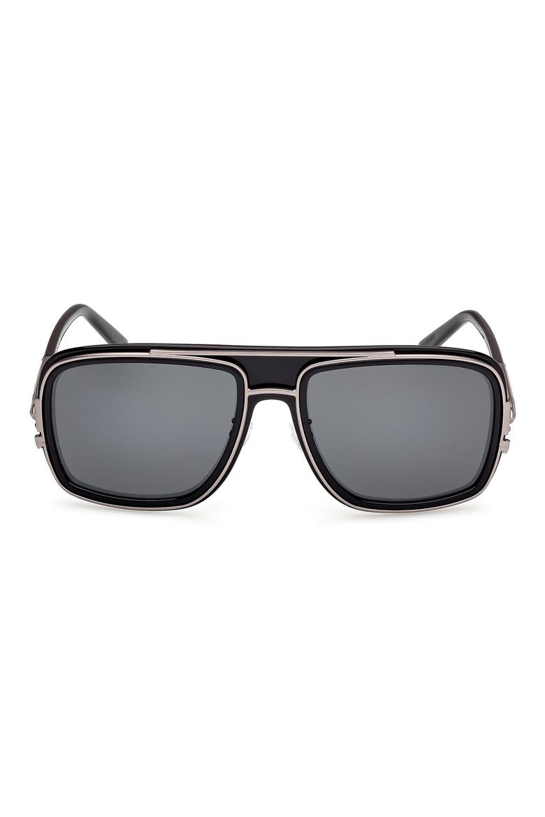 57mm Navigator Sunglasses, Main, color, SHINY BLACK / SMOKE
