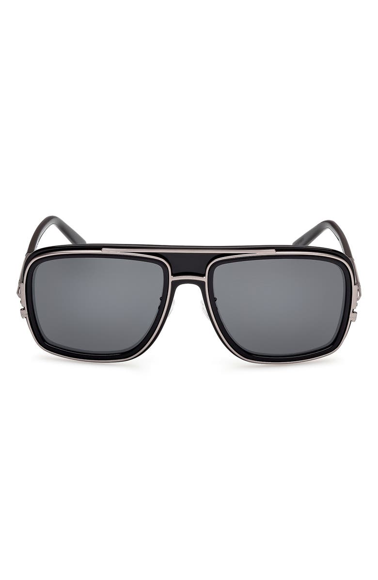 MCM 57mm Navigator Sunglasses, Main, color, Shiny Black / Smoke
