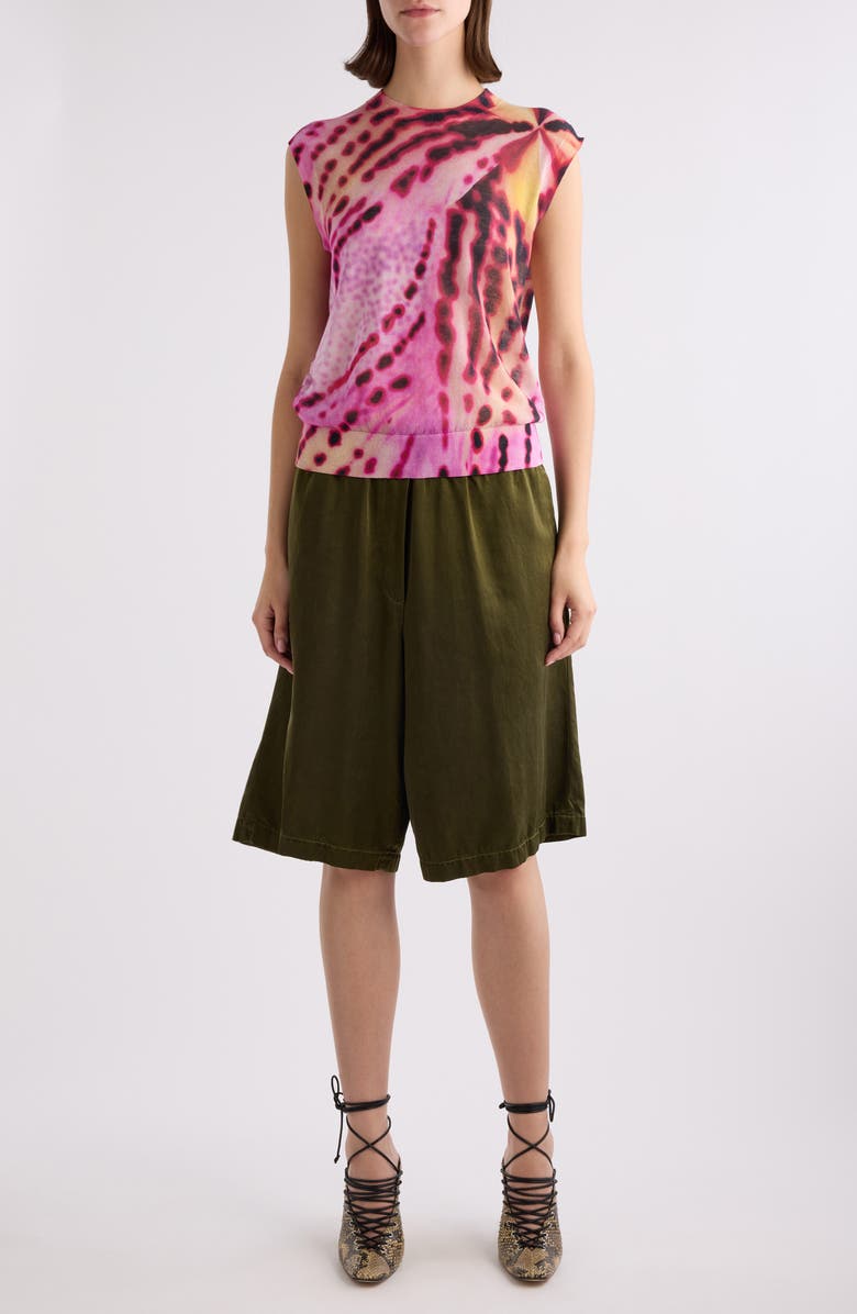 Dries Van Noten Tamara Leopard Orchid Sleeveless Cotton Blend Sweater, Alternate, color, Pink